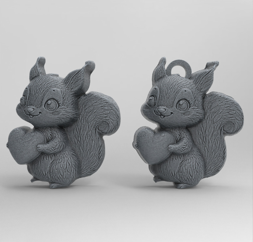 valentines day squirrel with heart pentant decor  3D print model_2