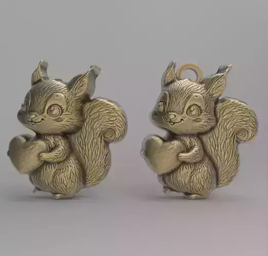 valentines day squirrel with heart pentant decor  3D print model