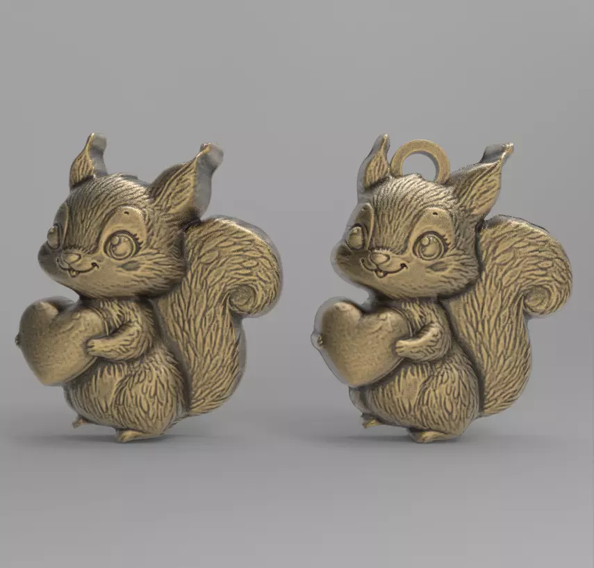 valentines day squirrel with heart pentant decor  3D print model_0