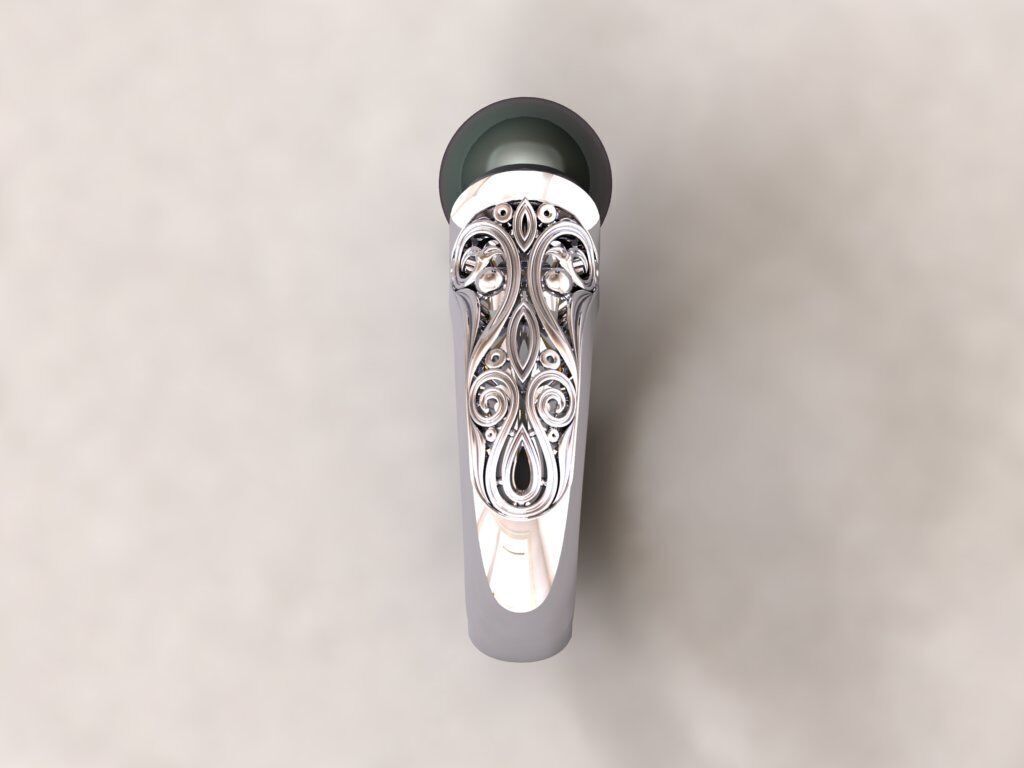 Gold Pearl Ring 3D print model_4