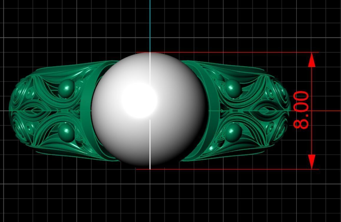 Gold Pearl Ring 3D print model_2