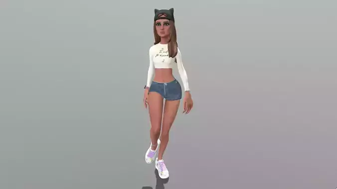 Female character animated 3D model