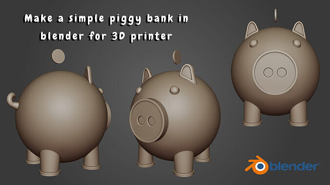 Simple piggy bank in blender for 3D printer Free 3D print model