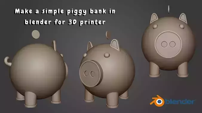 Simple piggy bank in blender for 3D printer