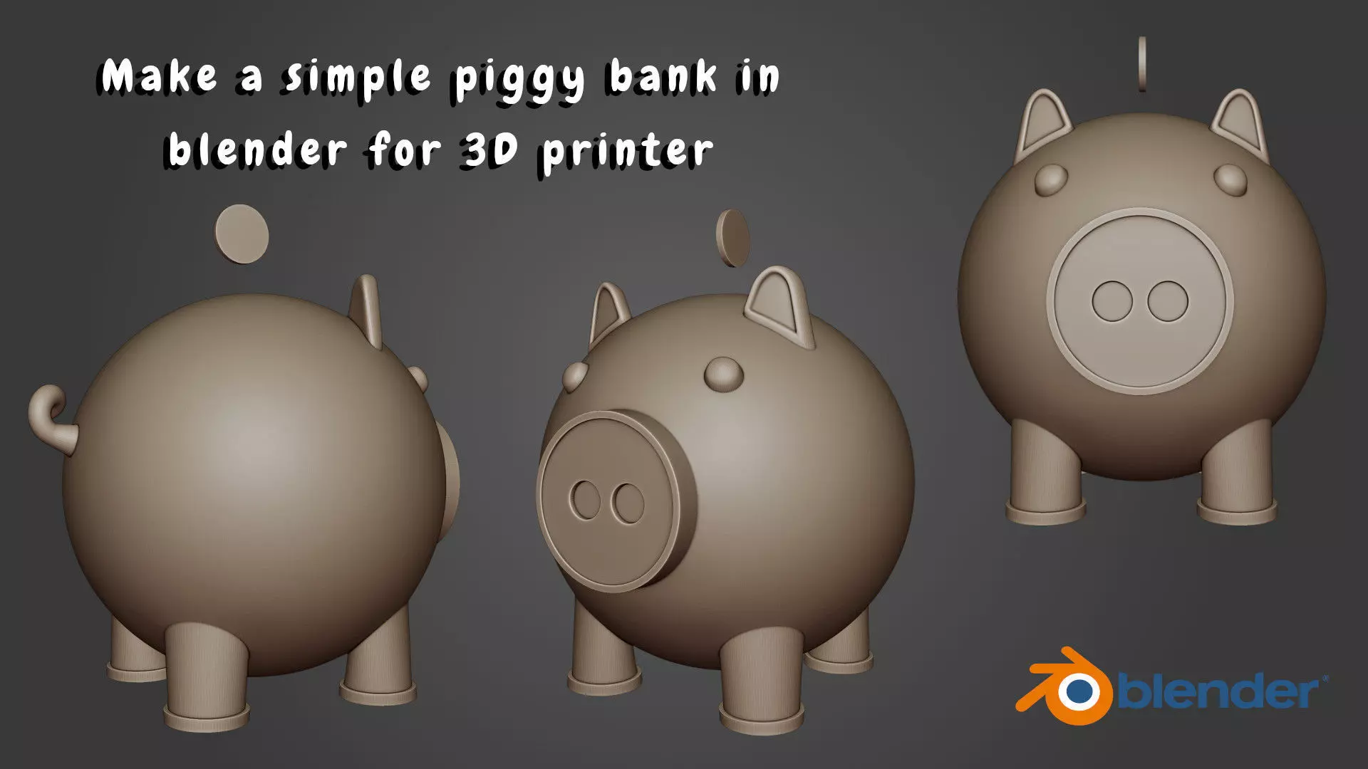 Simple piggy bank in blender for 3D printer Free 3D print model_0