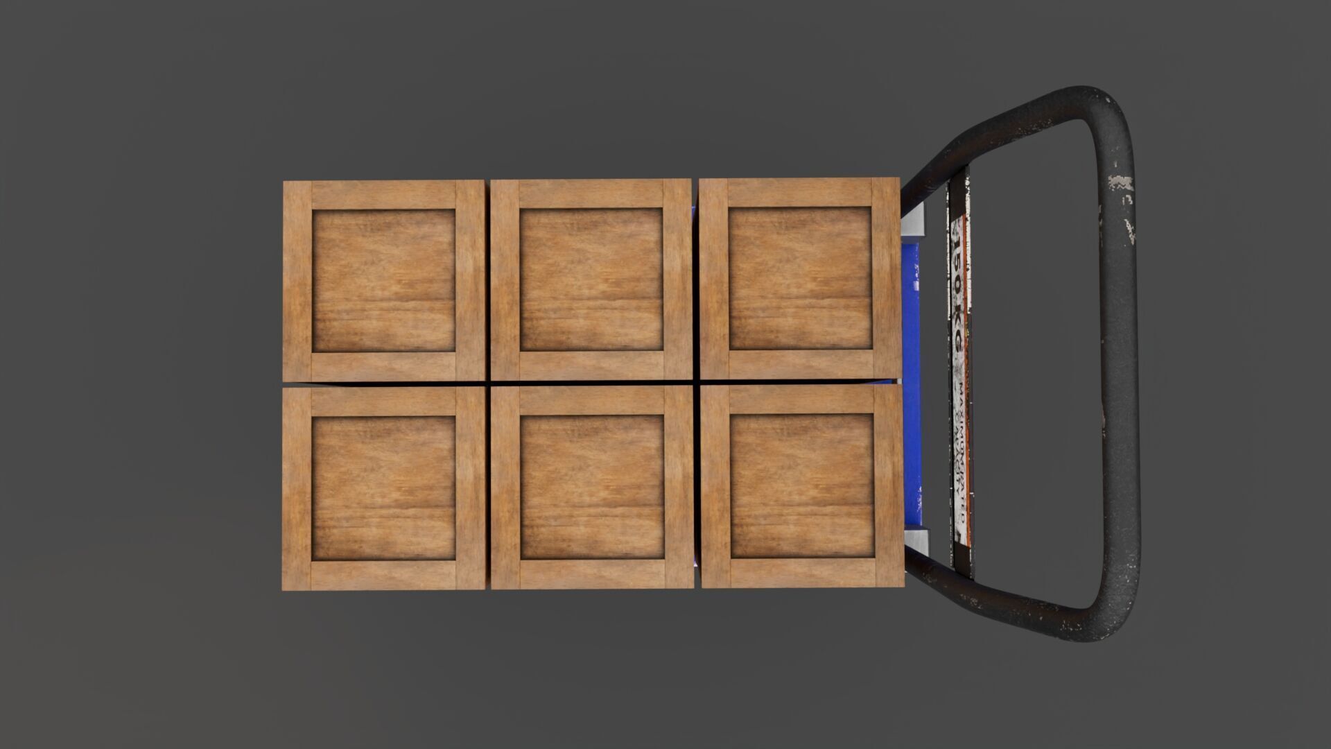 Hand Truck with Wooden Boxes Low-poly 3D model_4
