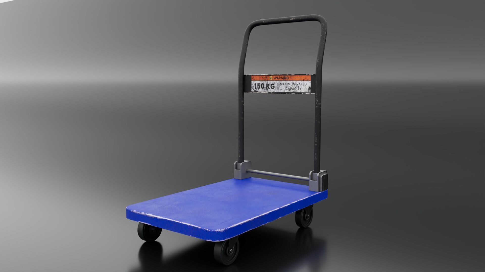 Hand Truck with Wooden Boxes Low-poly 3D model_2