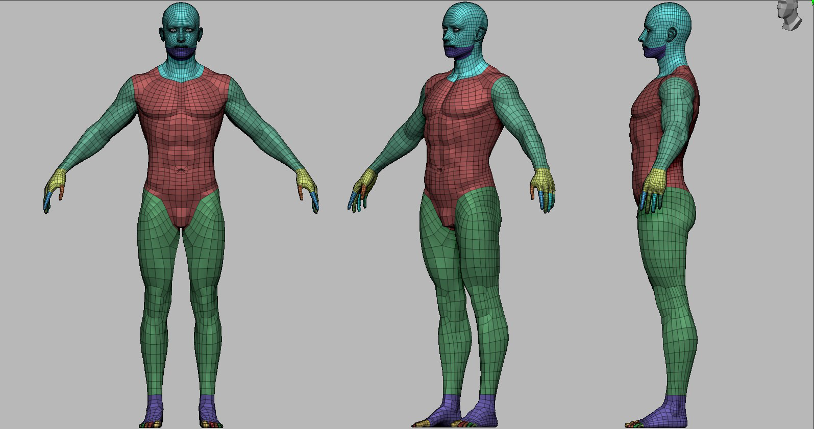 Realistic Athletic Man Body Base Mesh Low-poly 3D model_14