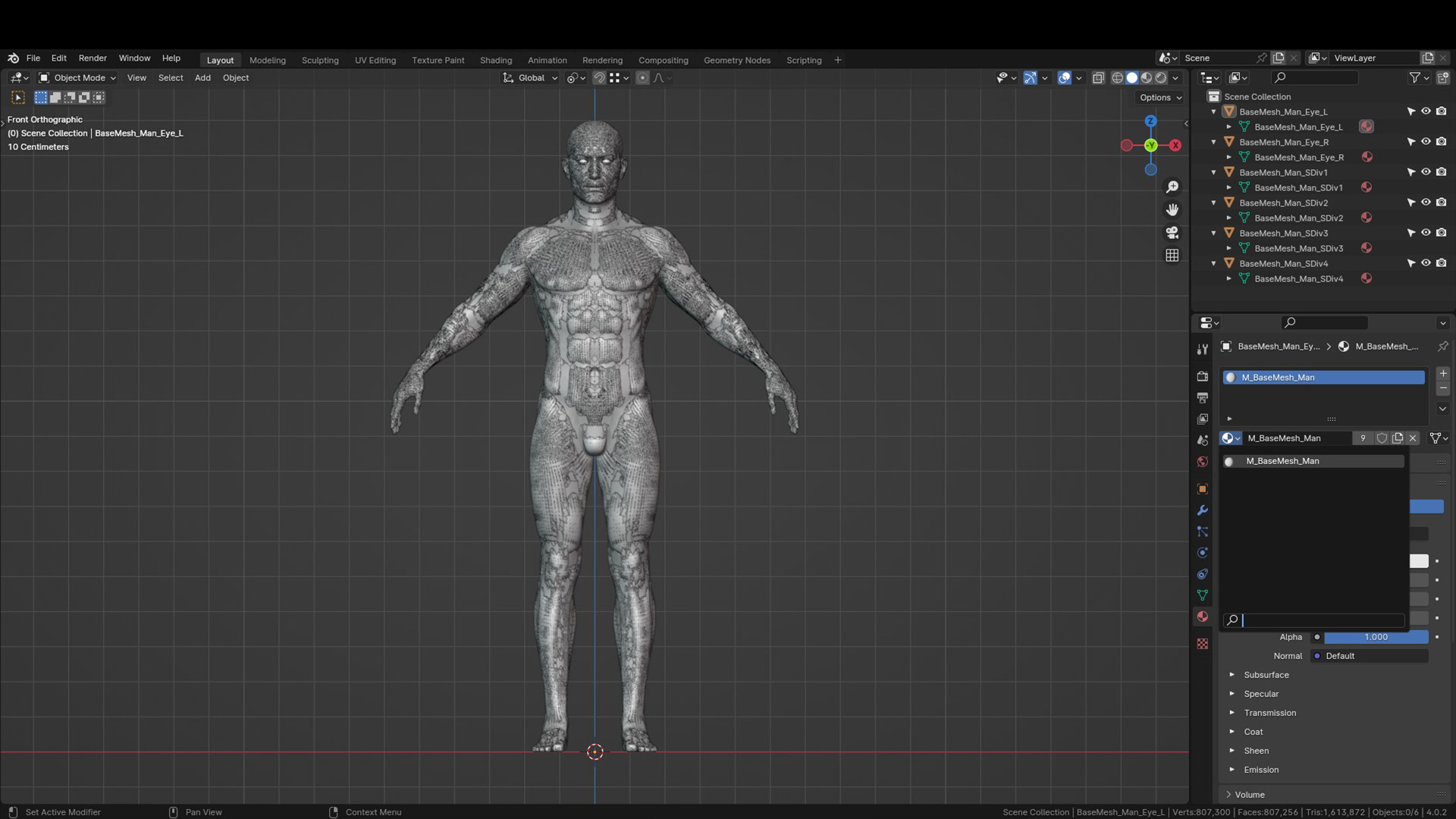 Realistic Athletic Man Body Base Mesh Low-poly 3D model_16