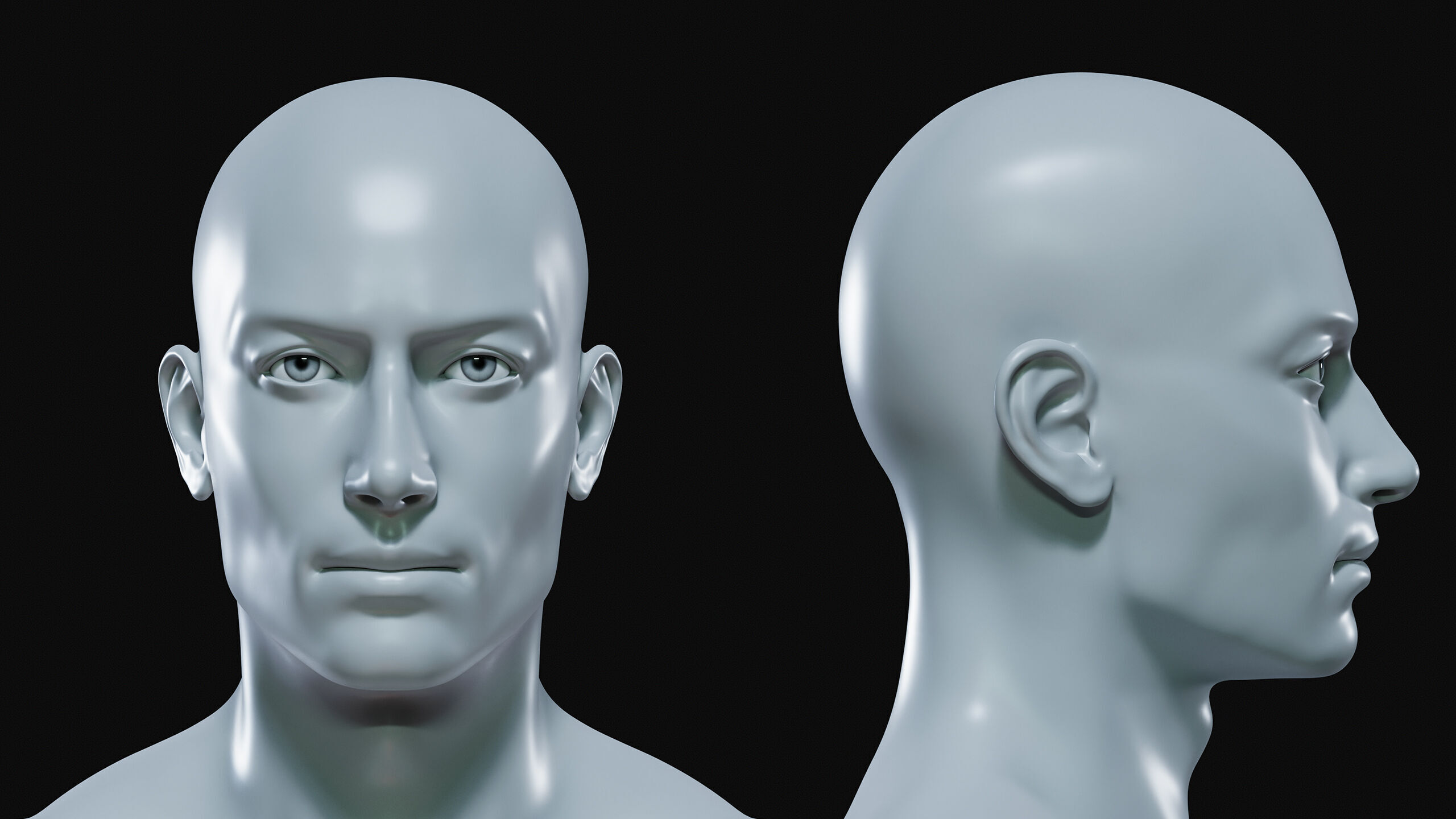 Realistic Athletic Man Body Base Mesh Low-poly 3D model_6