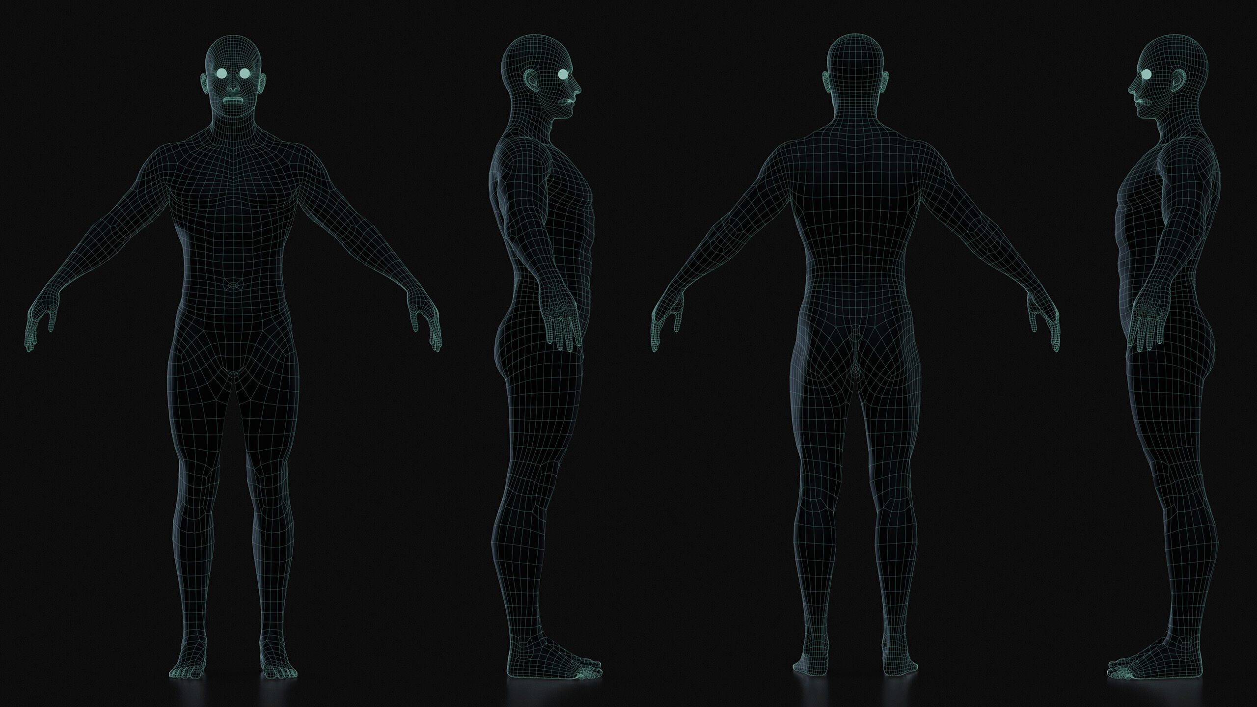 Realistic Athletic Man Body Base Mesh Low-poly 3D model_5