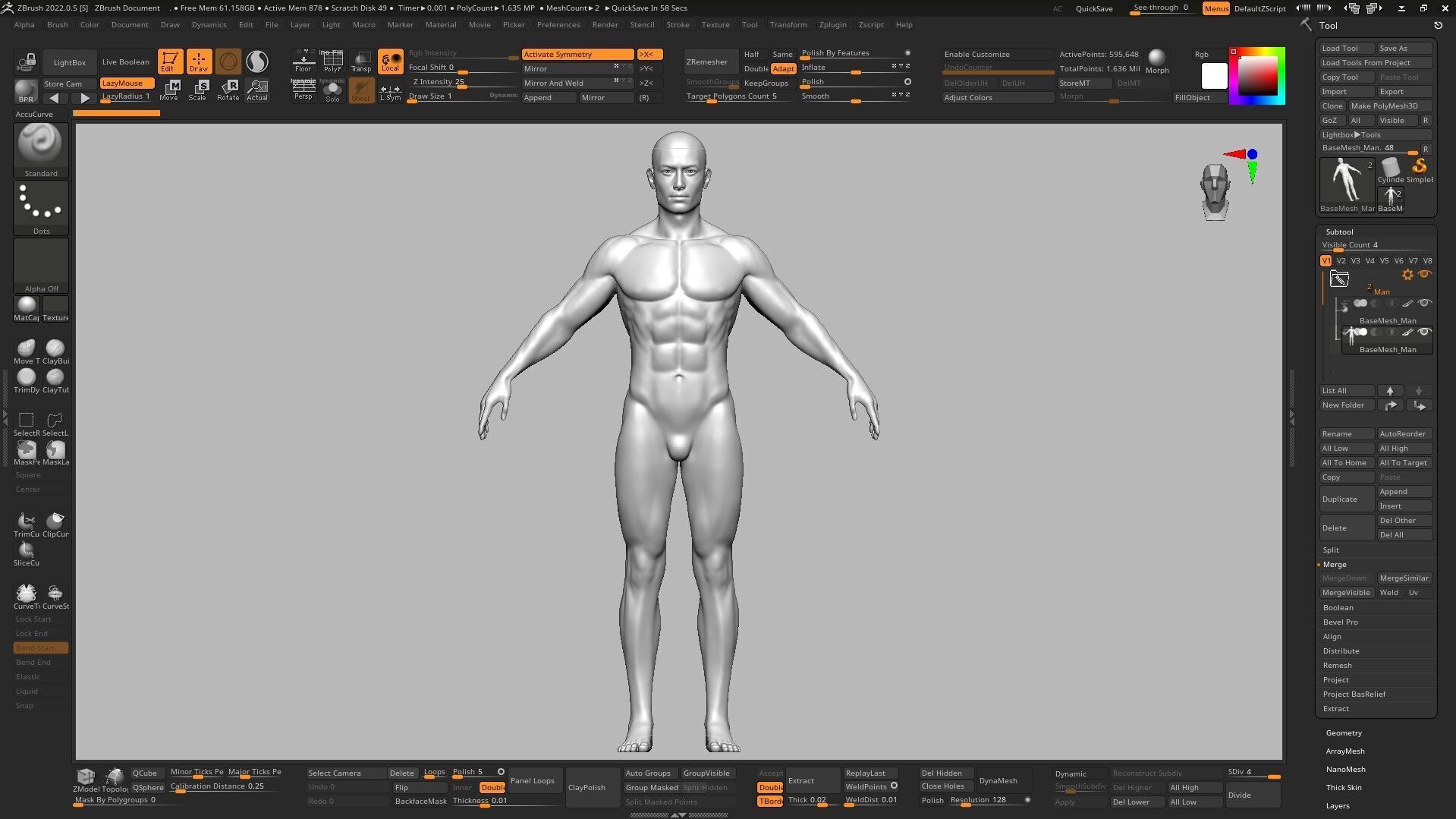 Realistic Athletic Man Body Base Mesh Low-poly 3D model_17