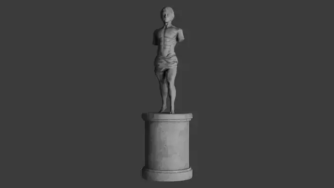 Low-Poly Old antique sculpture of a man