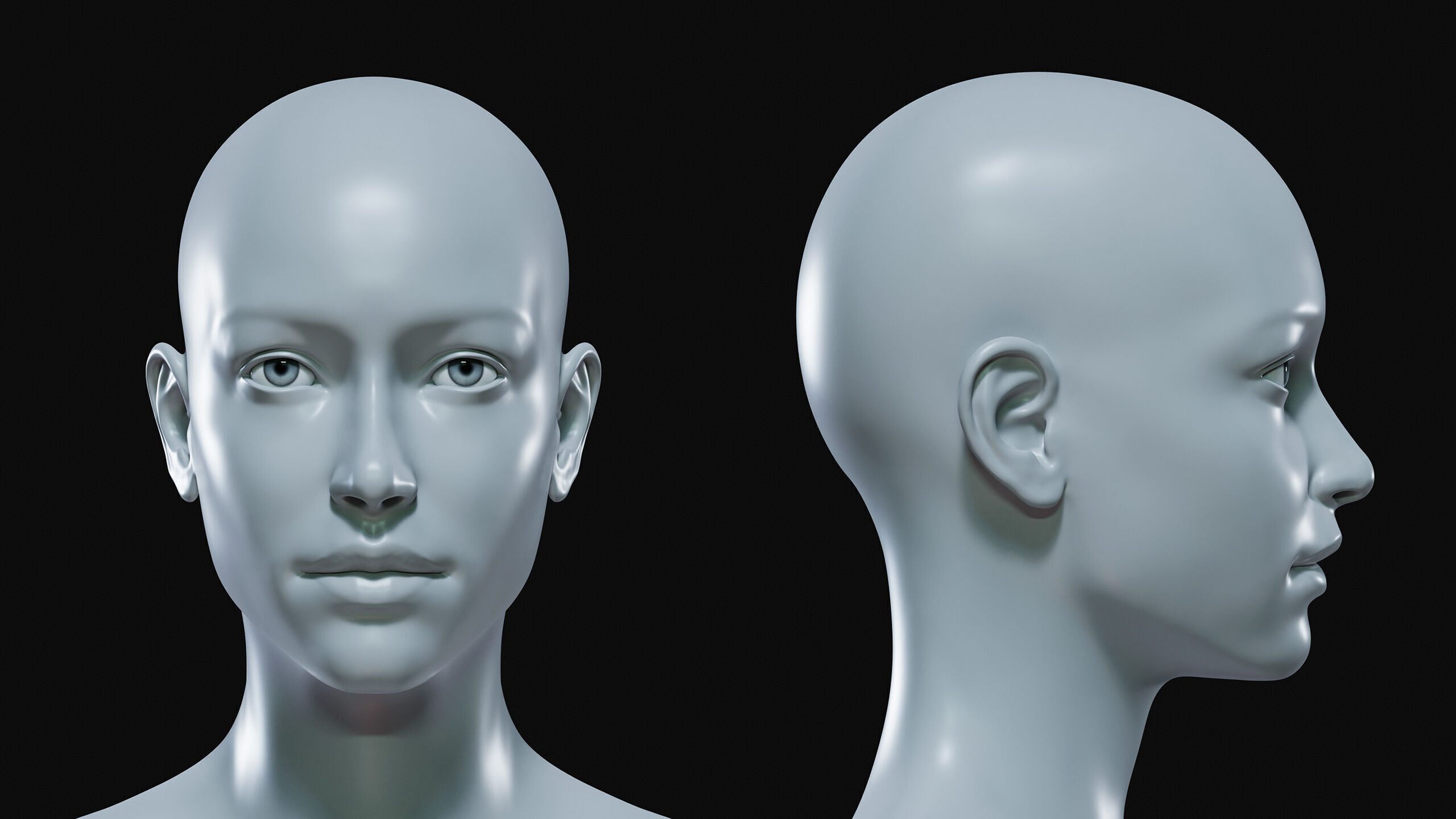Realistic Female Body Base Mesh Low-poly 3D model_6