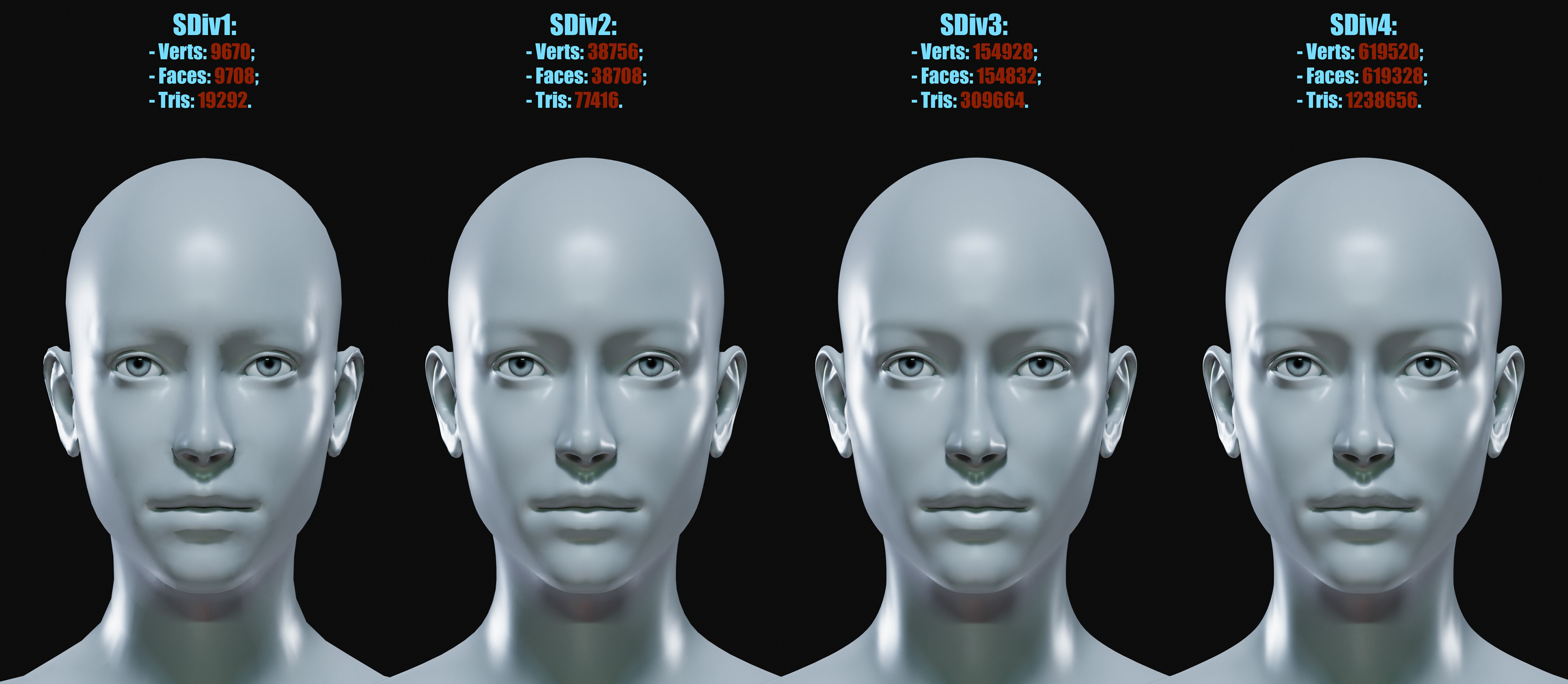 Realistic Female Body Base Mesh Low-poly 3D model_12