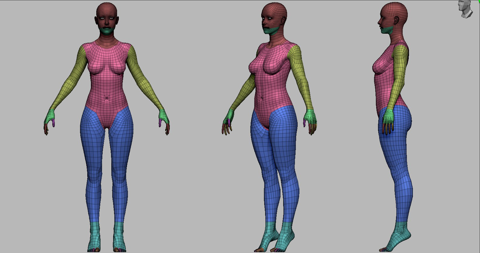 Realistic Female Body Base Mesh Low-poly 3D model_14