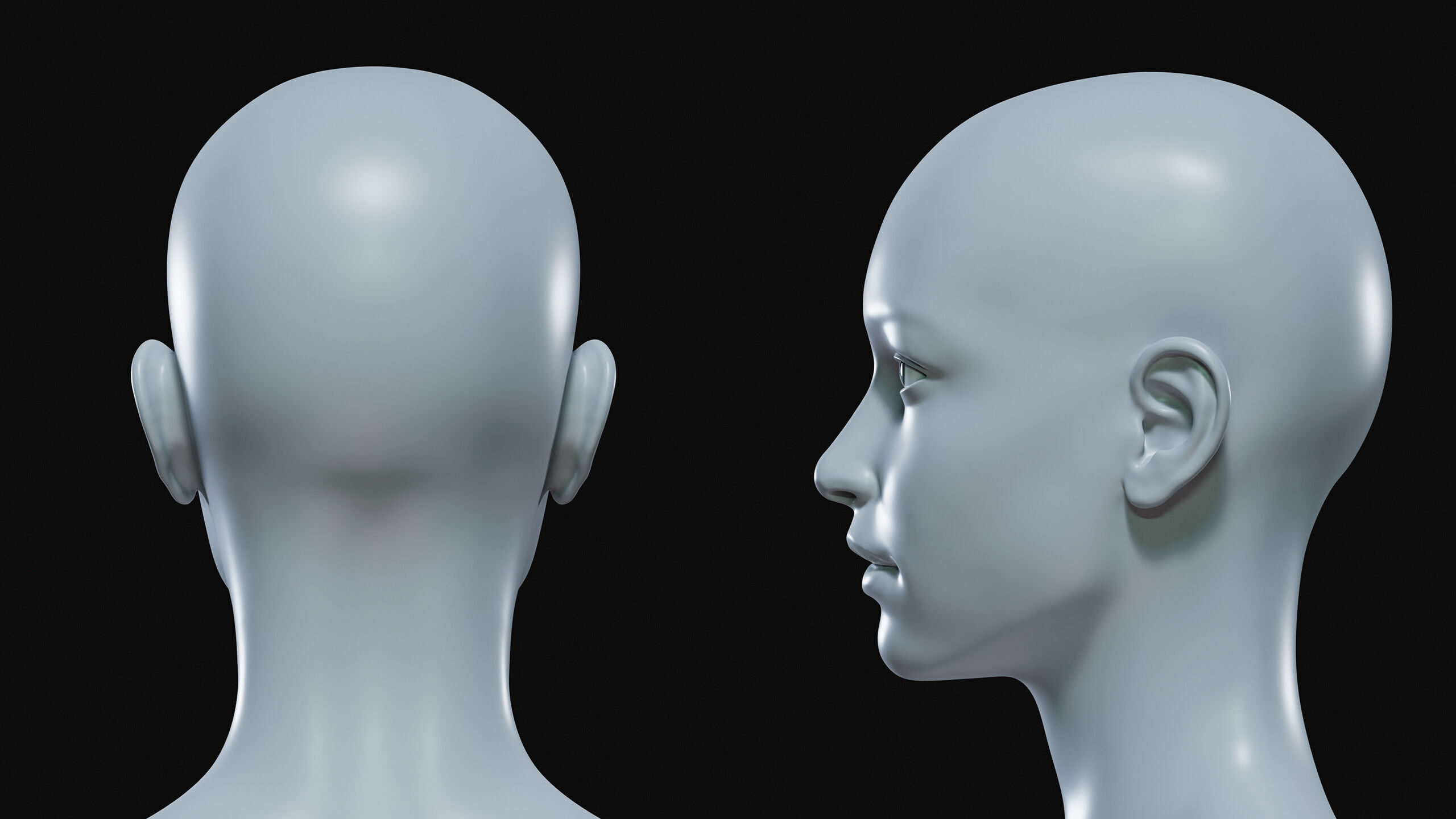 Realistic Female Body Base Mesh Low-poly 3D model_8