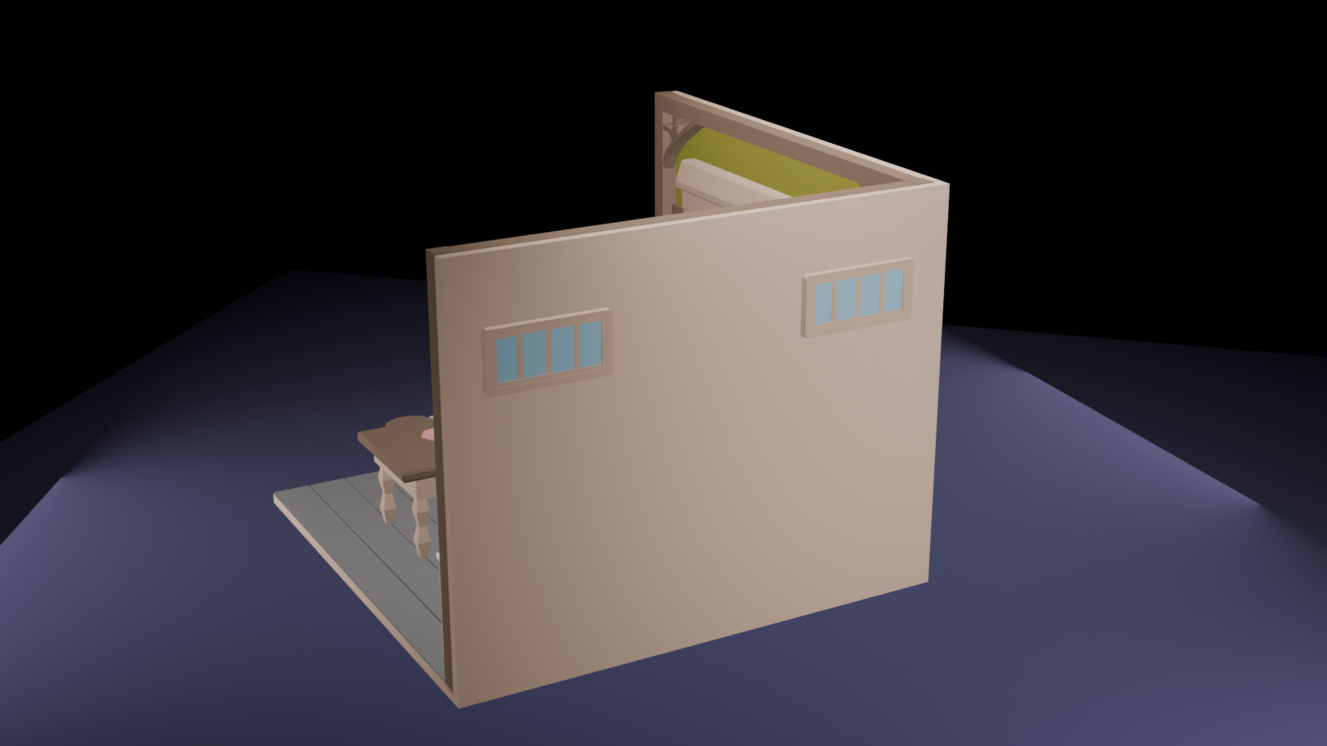 Low-Poly Cozy Kitchen Interior Scene 3D Model 3D model_4