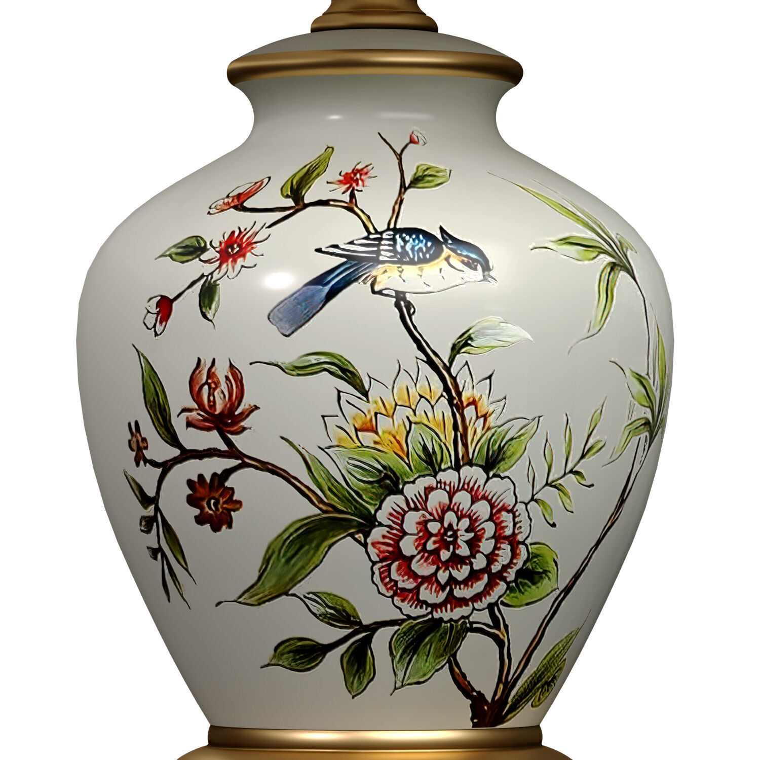 Debby Hand Painted Floral lotos pattern Ceramic Table Lamp 3D model_1