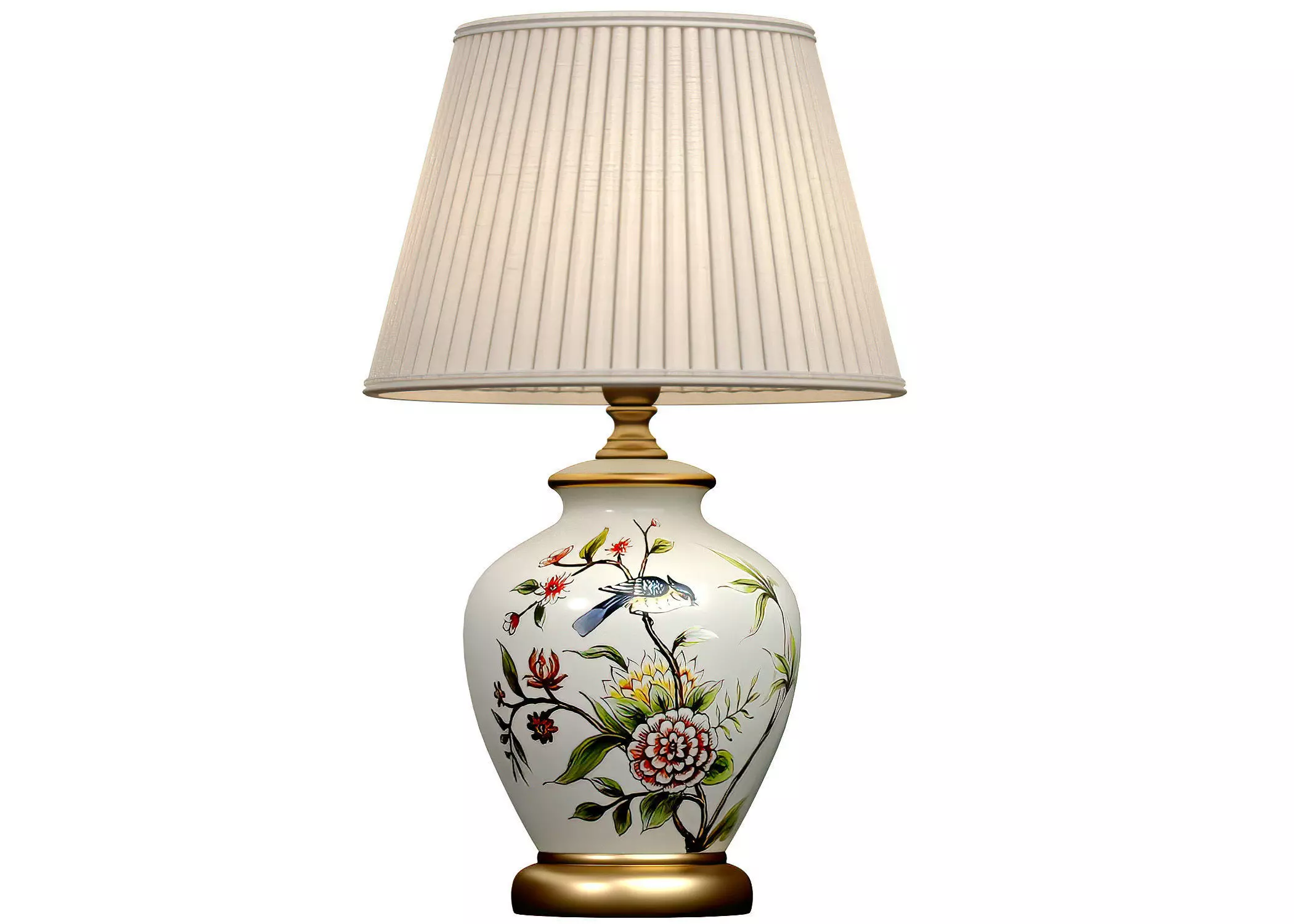 Debby Hand Painted Floral lotos pattern Ceramic Table Lamp 3D model_0