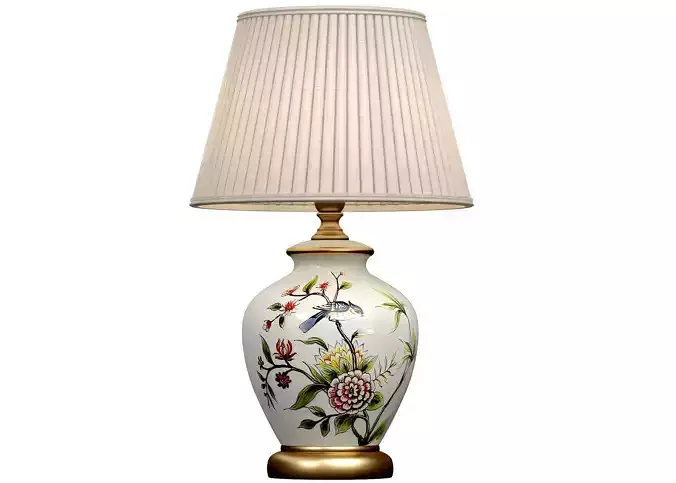 Debby Hand Painted Floral lotos pattern Ceramic Table Lamp