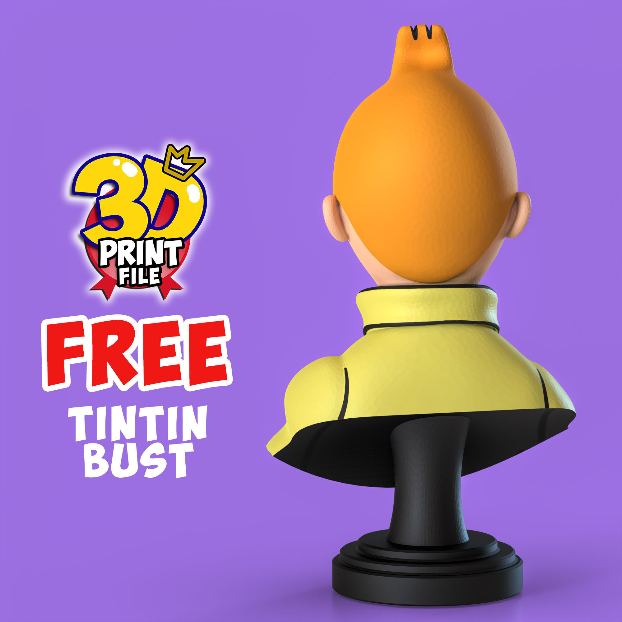 FREE TINTIN 3D Bust Model FAN ART Free 3D print model_4