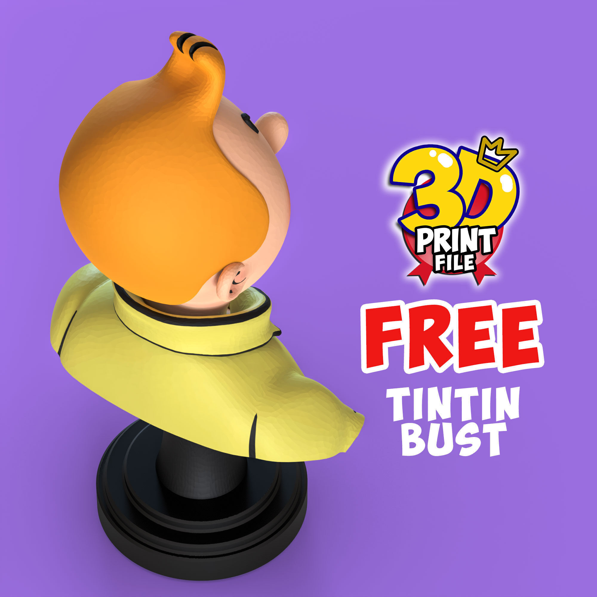 FREE TINTIN 3D Bust Model FAN ART Free 3D print model_7