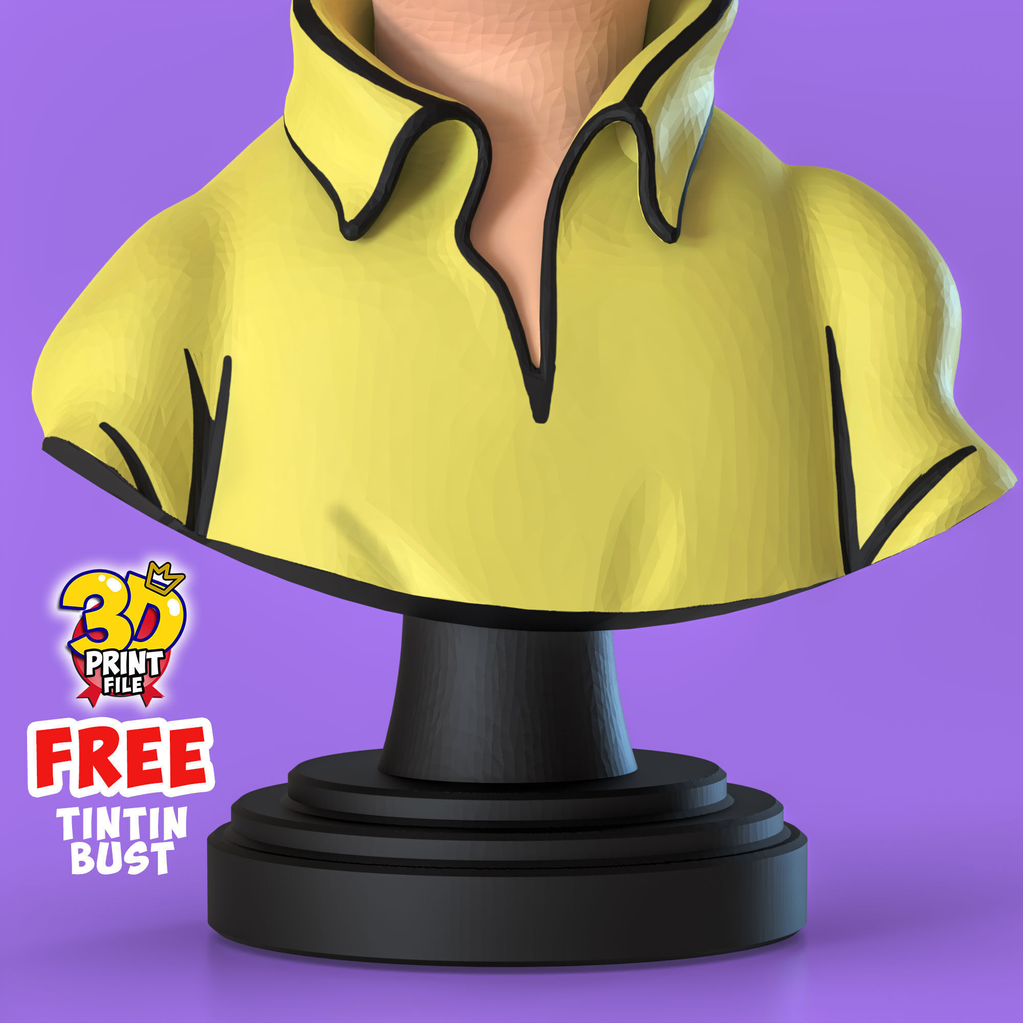 FREE TINTIN 3D Bust Model FAN ART Free 3D print model_11