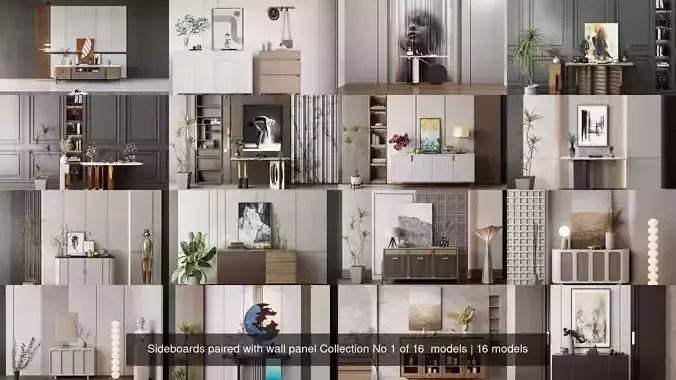 Sideboards paired with wall panel Collection No 1 of 16  models 