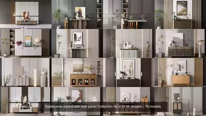 Sideboards paired with wall panel Collection No 2 of 16  models 