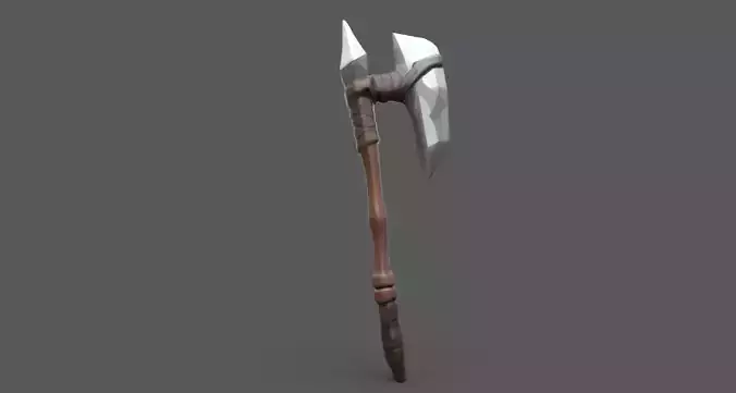 Stylized Primitive Battle Axe - Game Ready Low-poly 3D model