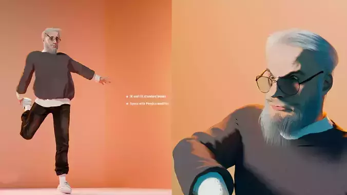 Rigged 3D Human Character - Old guy stylized Ready 3D model