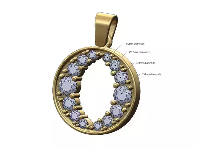 Double diamond crescent moon pendant and charm