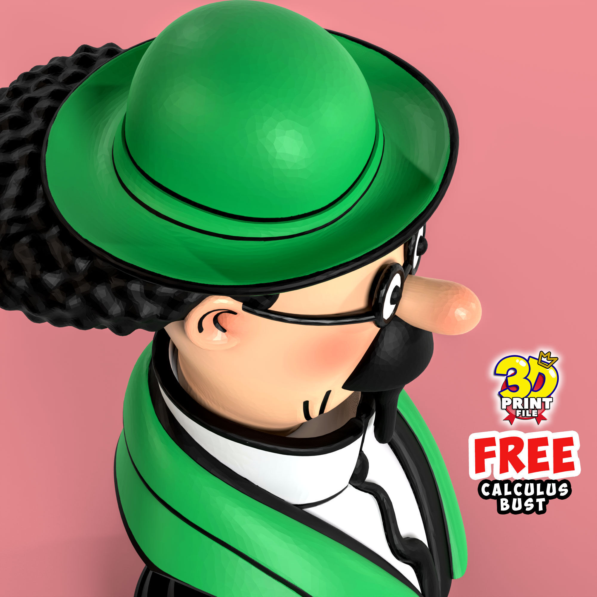 FREE Professor Calculus 3D Bust Free 3D print model_9