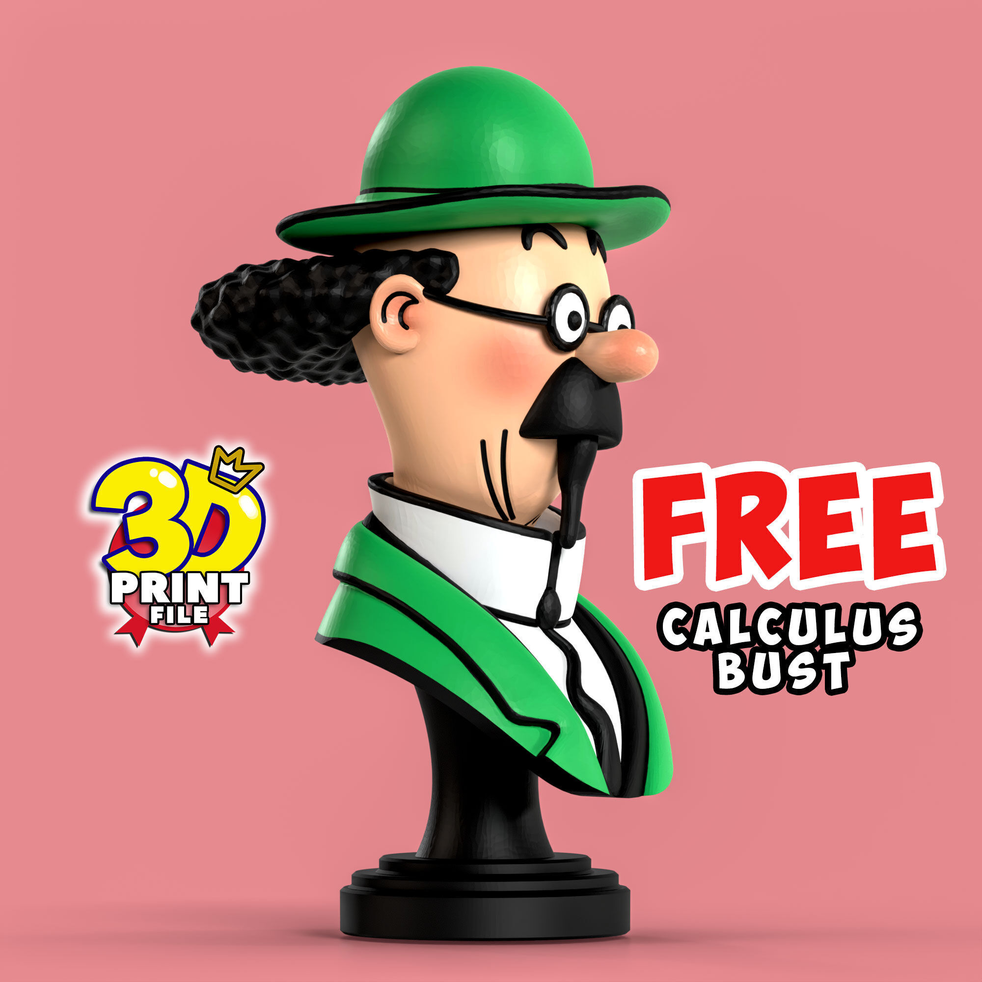 FREE Professor Calculus 3D Bust Free 3D print model_2