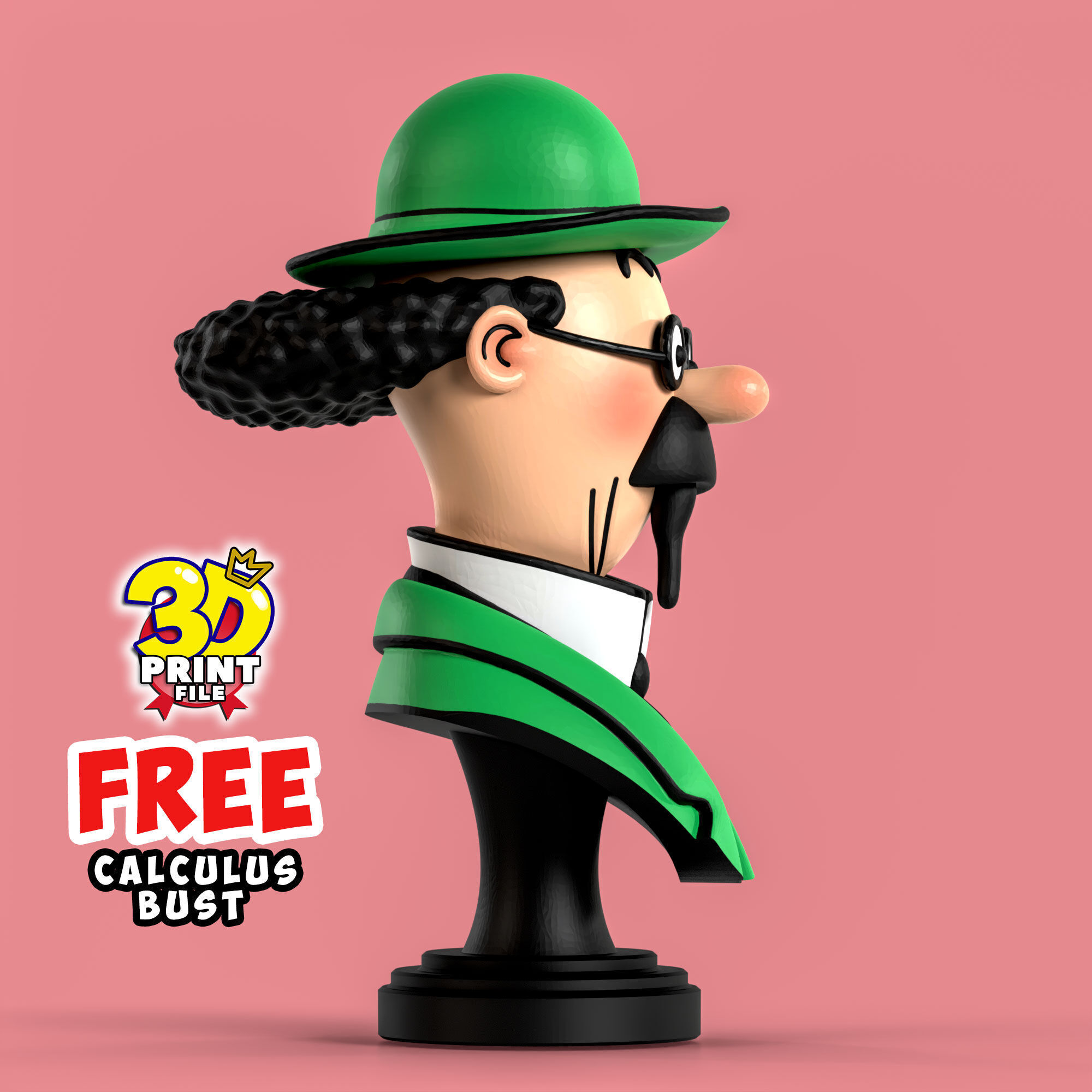 FREE Professor Calculus 3D Bust Free 3D print model_3