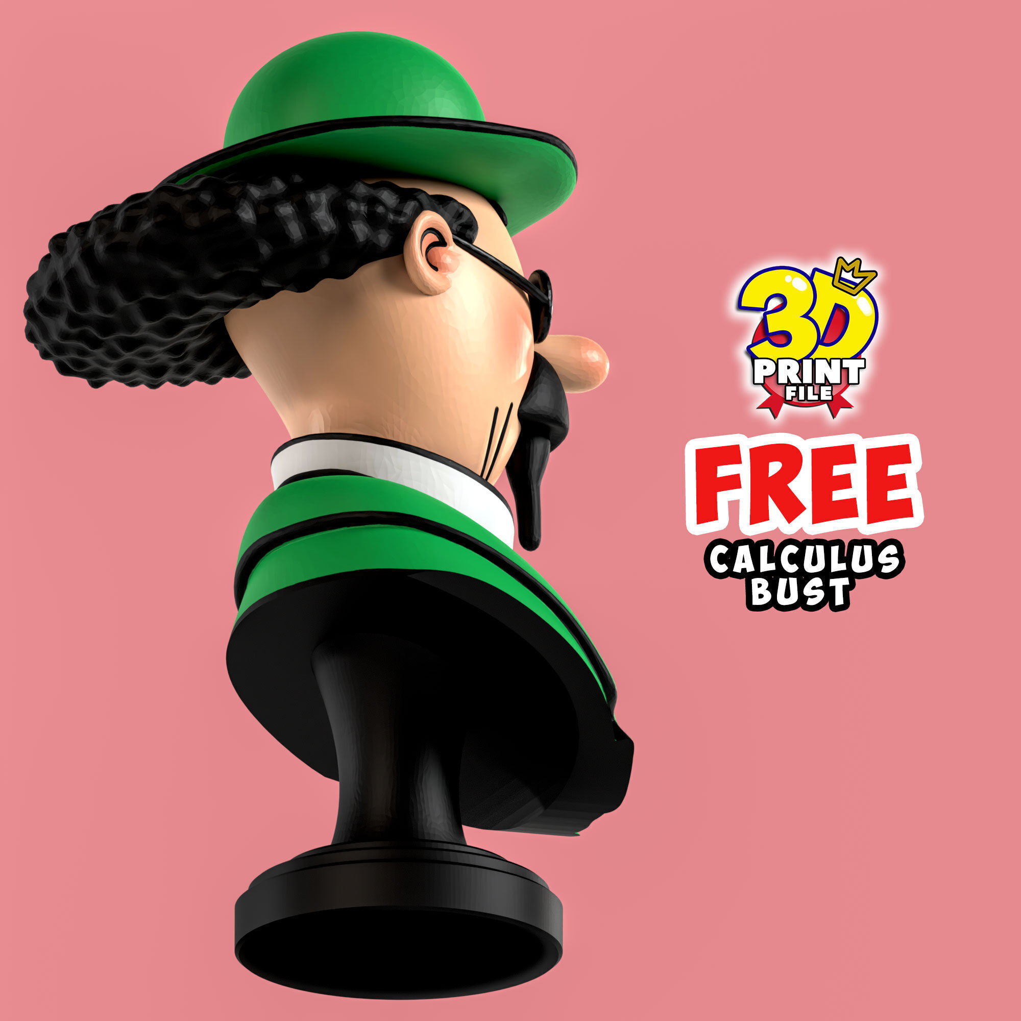 FREE Professor Calculus 3D Bust Free 3D print model_7