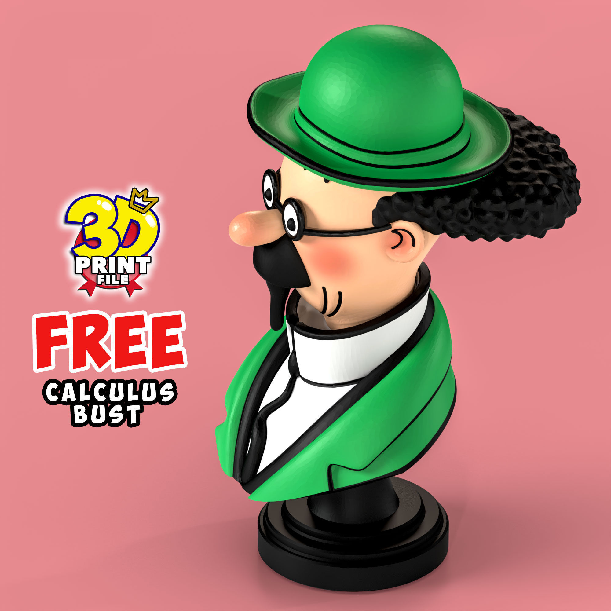 FREE Professor Calculus 3D Bust Free 3D print model_12