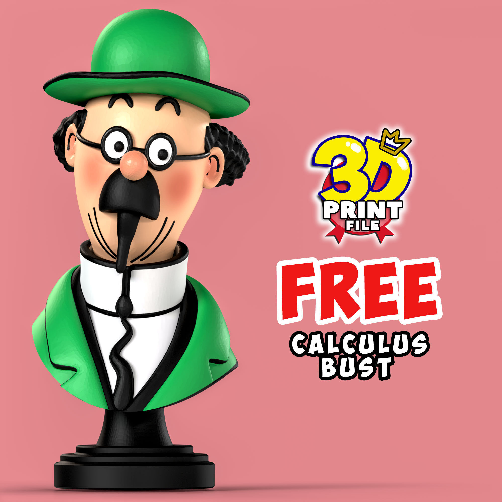 FREE Professor Calculus 3D Bust Free 3D print model_11
