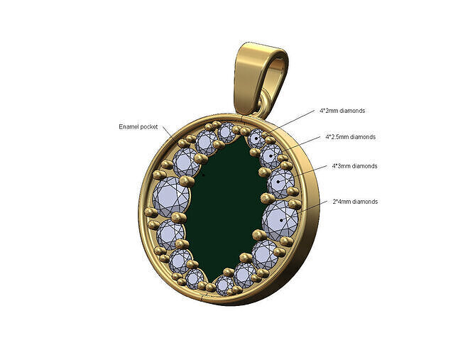 Double enamel paint diamond crescent moon pendant and charm 3D print model