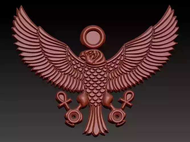 Falcon of Tutankhamun holding the Ankh Cross Pendant Necklace 3D print model