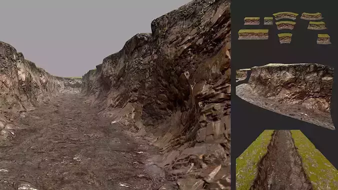 Modular Low Poly PBR Muddy Cliff