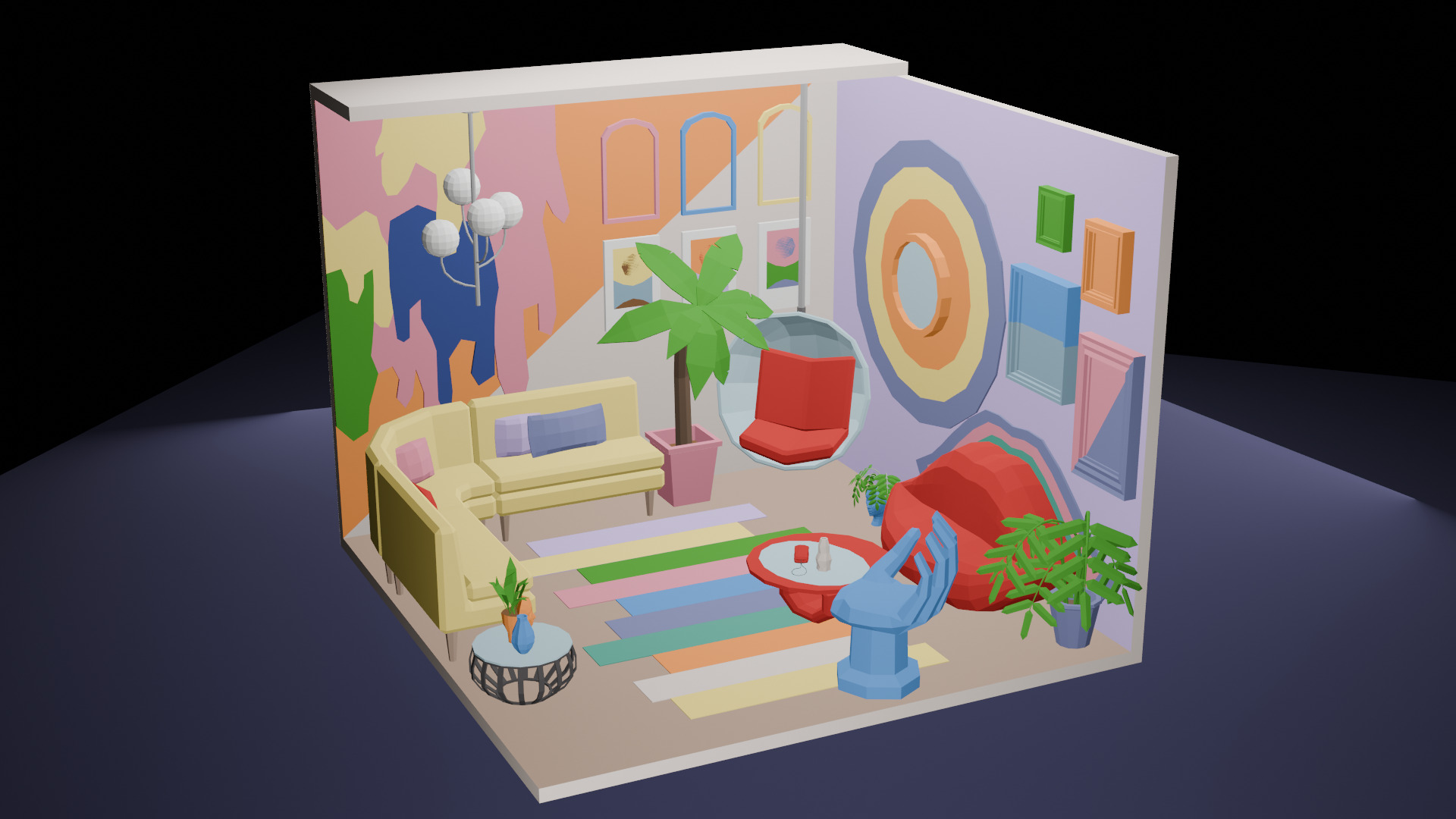 Low-Poly Playful Living Room Interior Scene 3D Model Low-poly 3D model_2