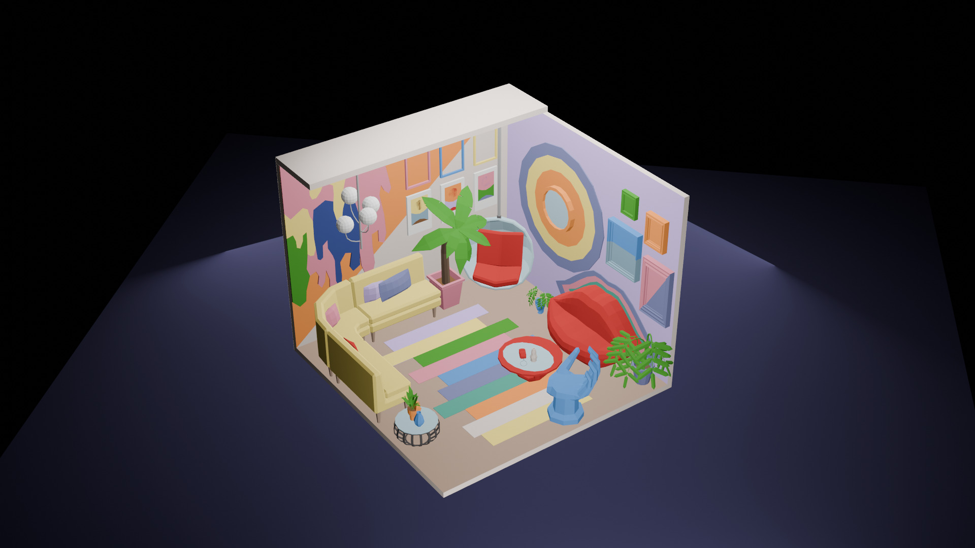 Low-Poly Playful Living Room Interior Scene 3D Model Low-poly 3D model_3