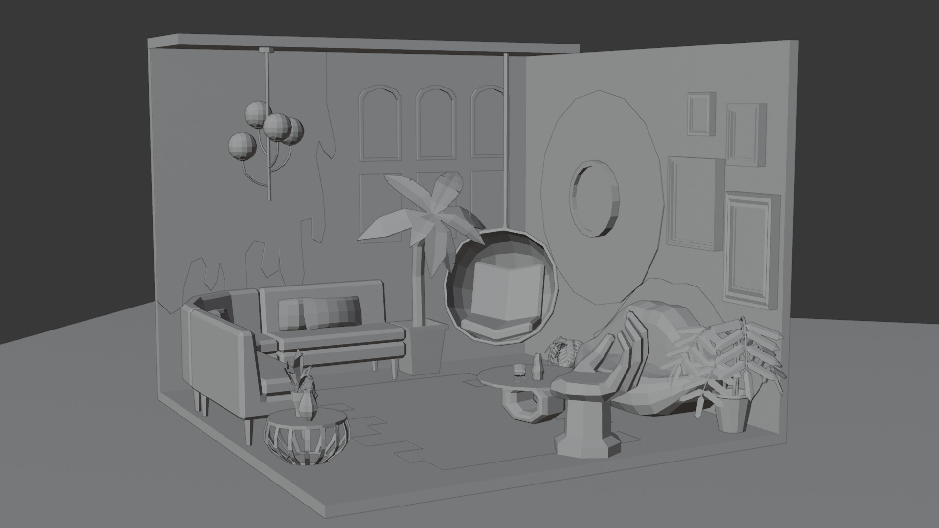 Low-Poly Playful Living Room Interior Scene 3D Model Low-poly 3D model_6