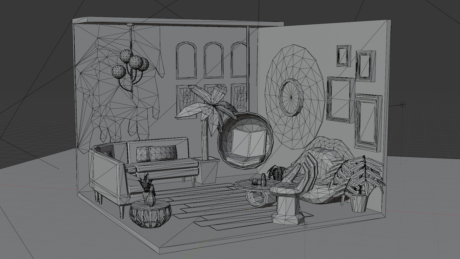 Low-Poly Playful Living Room Interior Scene 3D Model Low-poly 3D model_7