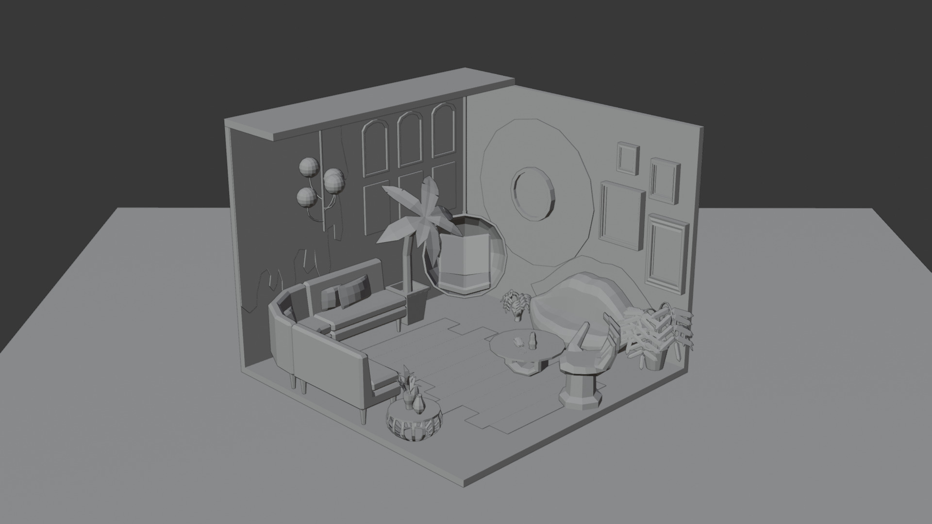 Low-Poly Playful Living Room Interior Scene 3D Model Low-poly 3D model_4