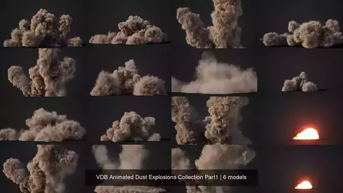 VDB Animated Dust Explosions Collection Part1