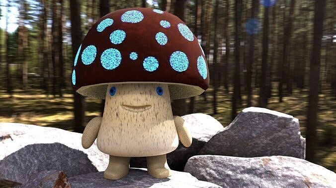 Cartoon mushroom Low-poly 3D model