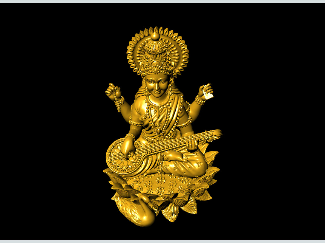 Saraswati-Mata 3D-Print Model No2 -Jewelery Murti- 3D print model_4